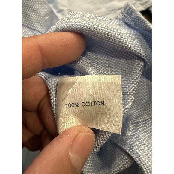 Chester Barrie Mens Blue Button Up Collar 100% Cotton Cuff Shirt Size 16 1/2 42 - Picture 7 of 10